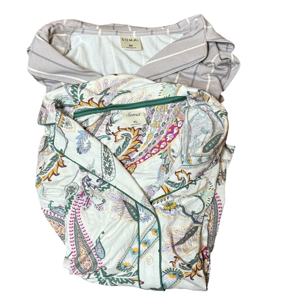 Soma Womens Lot of 2 Cool Nights Pajama Shirts Size XS NWT